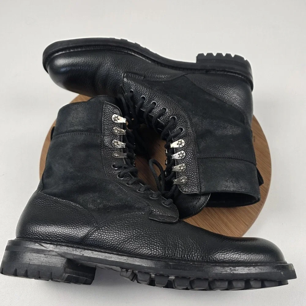 Rag & Bone Boots Mens Size 10 Black Leather Combat Lace Up Ankle Handmade Italy